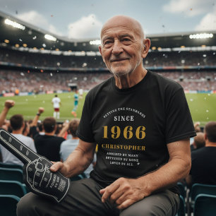 Camiseta 60º aniversário personalizado 1966 Nome Dourado