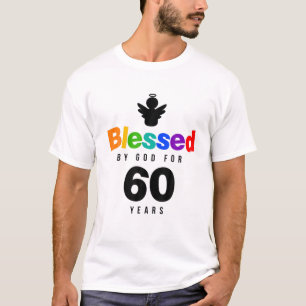 Camiseta 60º Aniversário, Presente Cristão Abençoado Por De