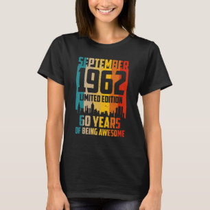 Camiseta 60º Aniversário Vintage setembro de 1962 60 anos