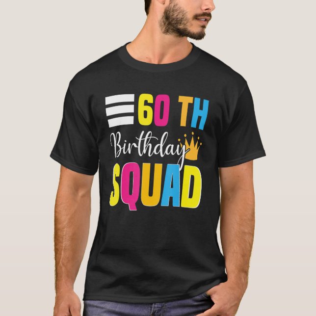 Camiseta 60º Parabéns Grupo Familiar de Bday Party Squad (Frente)