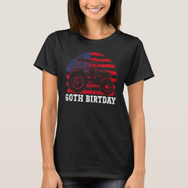 Camiseta 60.º aniversário 60 anos Us Flag Trator Driver (Frente)