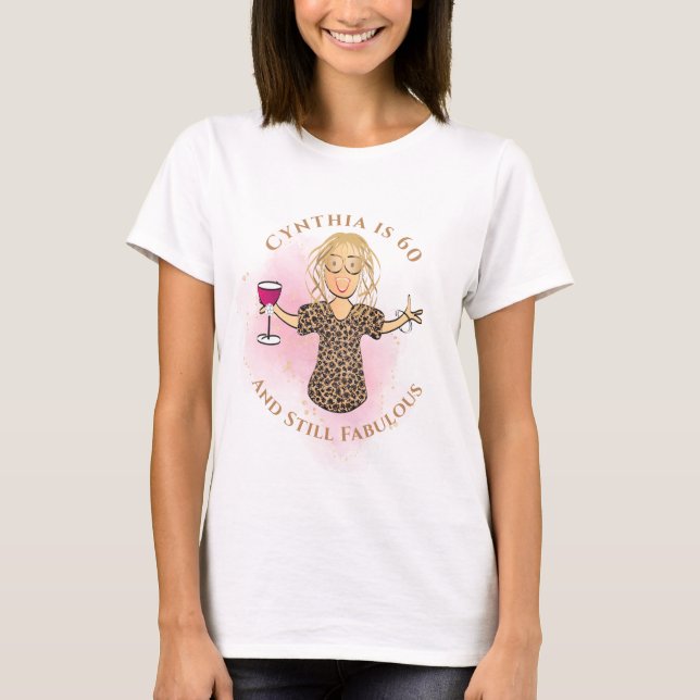 Camiseta 60 and Fabulous Female Cartoon Fun 60th Birthday  (Frente)