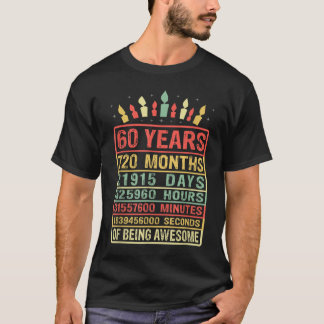Camiseta 60 Anos 720 Meses Desde 1960 60º Aniversário
