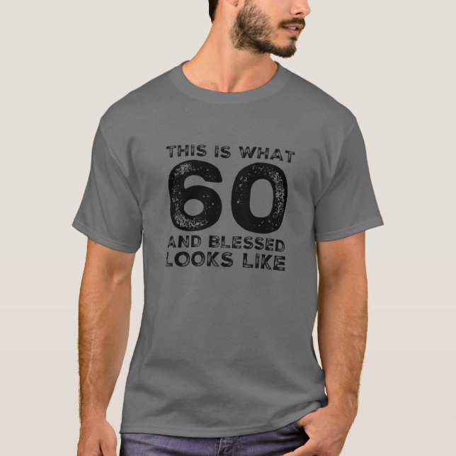 Camiseta 60 Anos Abençoado 60º Cristão Festa de aniversário (Frente)