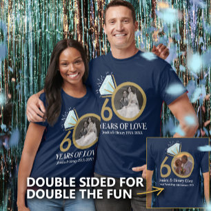 Camiseta 60 anos aniversário de diamante então e agora foto