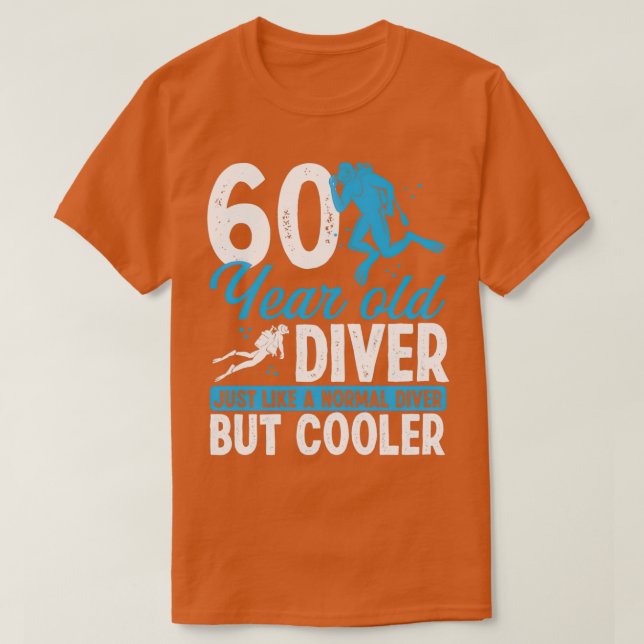 Camiseta 60 Anos Mergulhando Mergulhador Snorkel 60 Anivers (Frente do Design)
