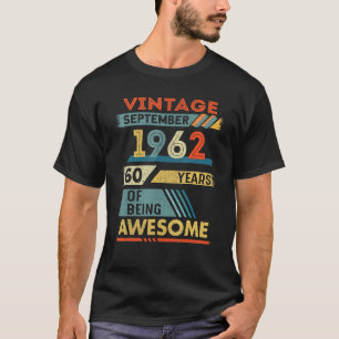 Camiseta 60 anos Vintage de 60 anos, setembro de 1962