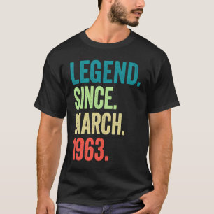 Camiseta 60 anos Vintage março 1963 60º aniversário