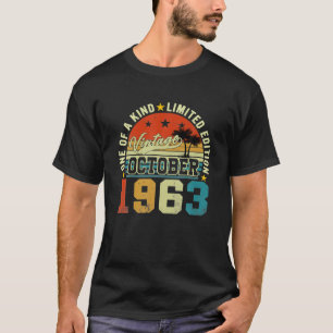 Camiseta 60 anos Vintage outubro de 1963 Homens Mulheres 60