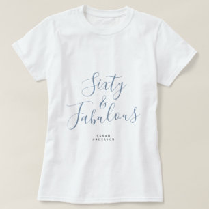 Camiseta 60 Fabuloso Nome Azul Personalizado 60º Presente d