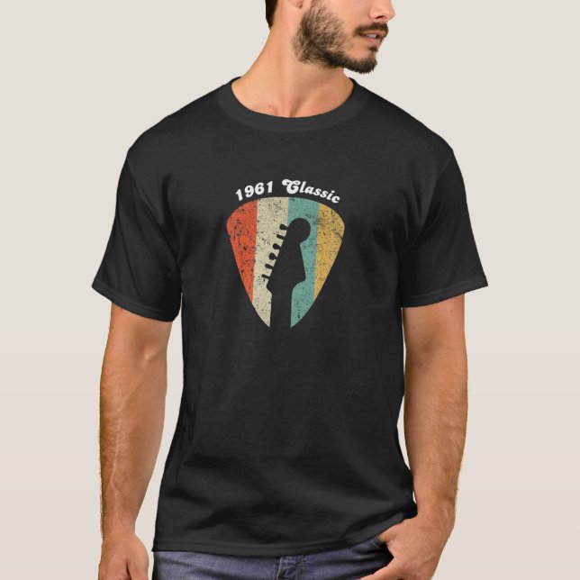 Camiseta 60.o aniversário de 1961 Jogador de Violão Retro v (Frente)