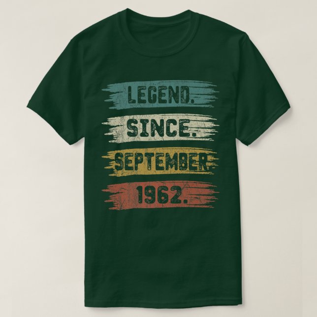 Camiseta 60 Year Old Gift Legend Since September 1962 60th  (Frente do Design)