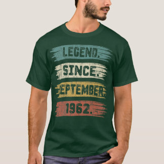Camiseta 60 Year Old Gift Legend Since September 1962 60th 