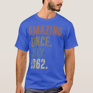 Camiseta 60th Birthday Vintage Amazing Since July 1962 