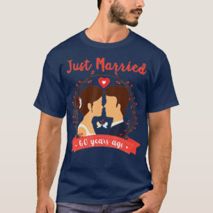 Camiseta 60th Wedding Anniversary Just Married 60 Years Ago