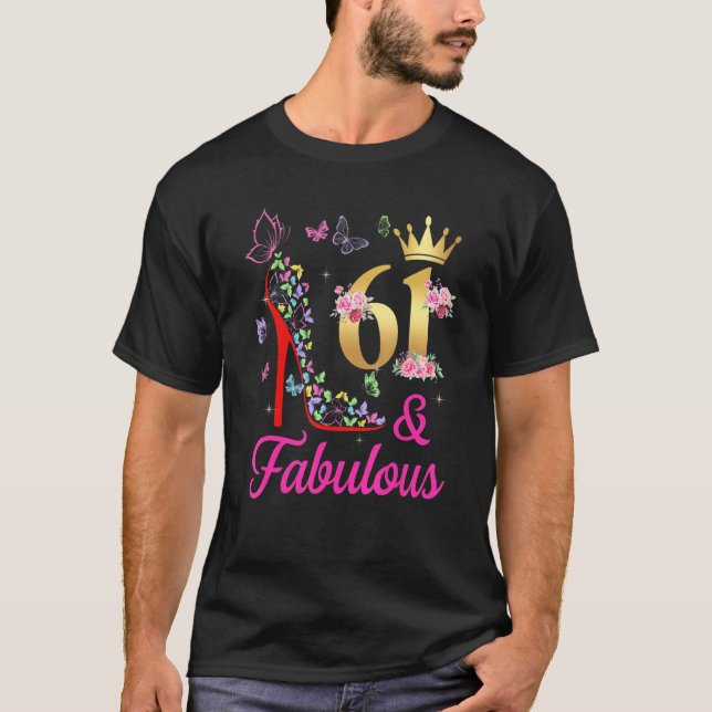 Camiseta 61 E Fabuloso 61 Anos De Idade 61ruas Borboletas H (Frente)