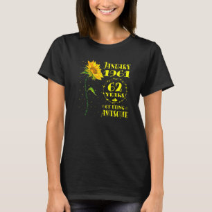 Camiseta 62º aniversário 62 anos Nascer de girassol Janeiro