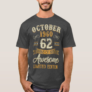 Camiseta 62 anos Presentes 62º Aniversário Vintage 1 de out