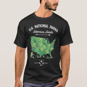 Camiseta 62 National Parks Map Oferece ao US Park Vintage C