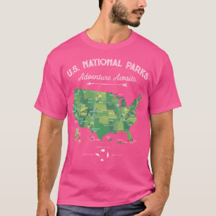 Camiseta 62 National Parks Map Oferece-Nos Parque Vintage C