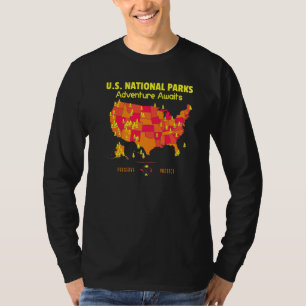 Camiseta 62 National Parks Map US Park Vintage Camping Hik