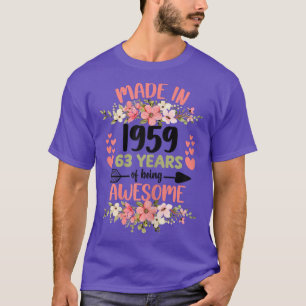 Camiseta 63 anos Nascer de aniversário de 63 anos em 1959 M