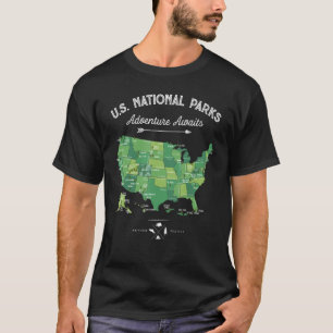Camiseta 63 National Parks Map US Park Retro Vintage Campin