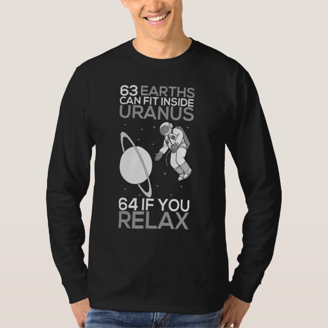 Camiseta 63 Terras Podem Ajustado Dentro Uranus Funny Plane (Frente)