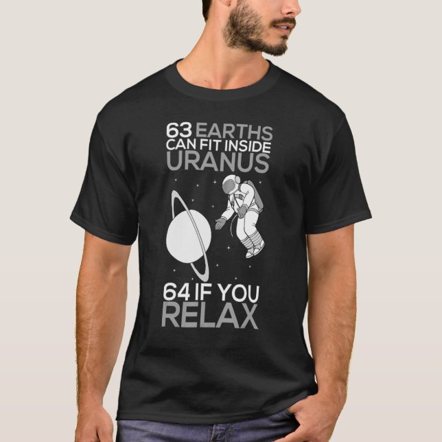 Camiseta 63 Terras Podem Ajustado Dentro Uranus Funny Plane (Frente)