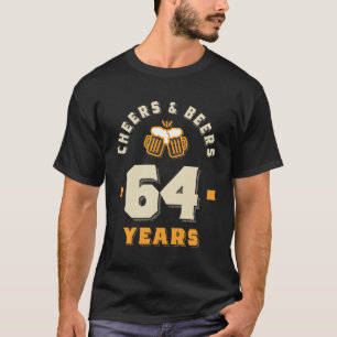 Camiseta 64.º Aniversário Cheers and Beers to 64 Anos Engra