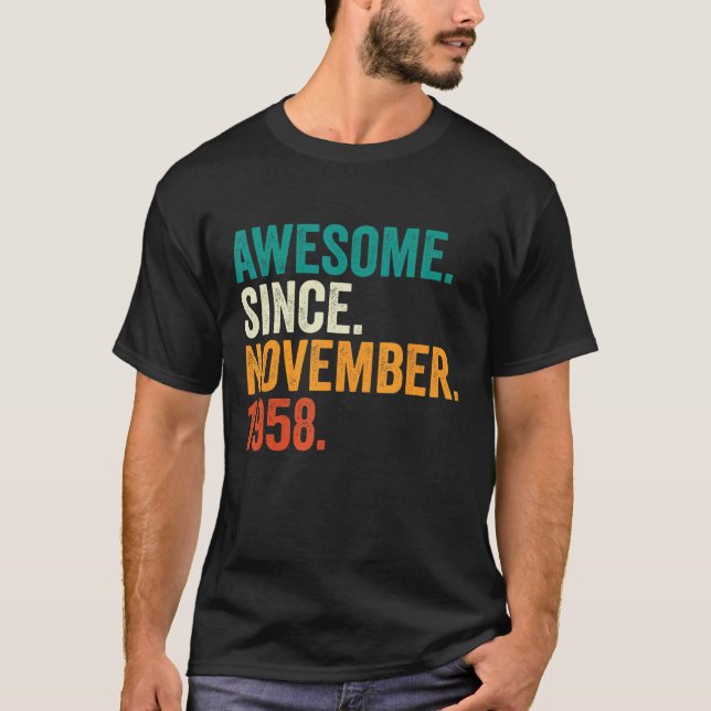 Camiseta 64 anos Presentes Incríveis Desde novembro de 1958 (Frente)