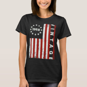 Camiseta 64 Anos Vintage 1958 American Flag 64 Bday M