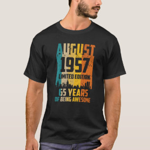 Camiseta 65º aniversário 65 anos incrível desde agosto de 1