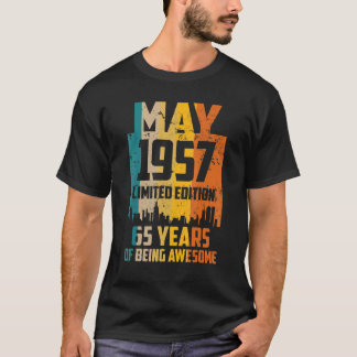 Camiseta 65º aniversário 65 anos incrível desde maio de 195