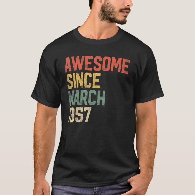 Camiseta 65º Aniversário Impressionante Desde Março De 1957 (Frente)