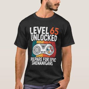 Camiseta 65º Aniversário Nível 65 Vintage Desbloqueado Funn