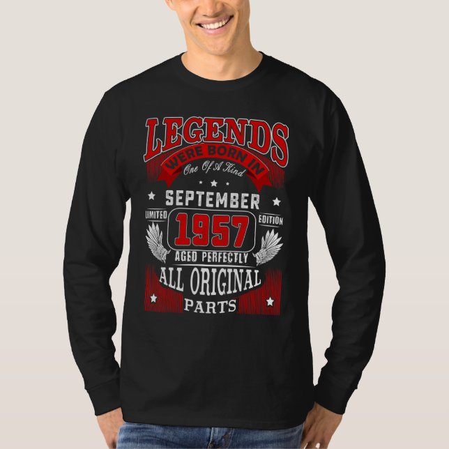 Camiseta 65º Nascer De Legendas De Aniversário Em Setembro  (Frente)
