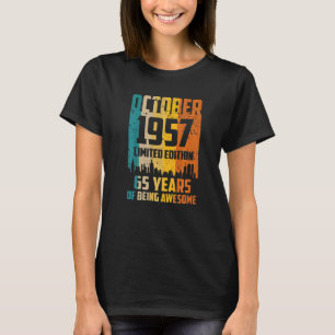 Camiseta 65.º aniversário 65 anos incrível desde outubro de