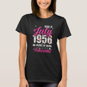 Camiseta 66.º aniversário incrível desde julho de 1956 Flor