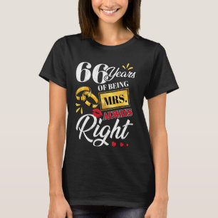 Camiseta 66 Anos Sendo A Sra. Sempre Certa Casais Engraçado