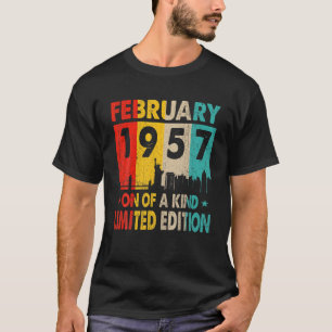Camiseta 66 Anos Vintage Fevereiro De 1957 Homens De Aniver