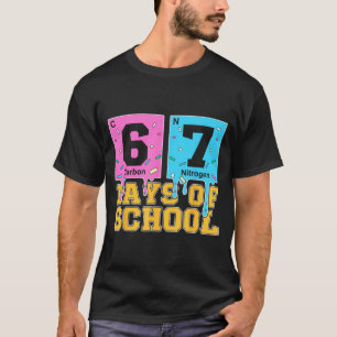 Camiseta 67º Dia De Escola Crianças Meme Divertido Seis Set