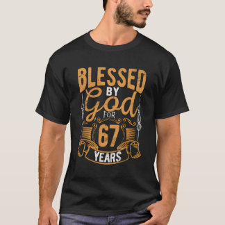 Camiseta 67º Tema Religioso De Aniversário Abençoado Por De
