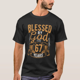 Camiseta 67º Tema Religioso De Aniversário Abençoado Por De