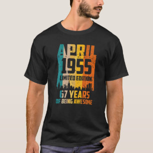 Camiseta 67.º aniversário 67 anos incríveis desde abril de