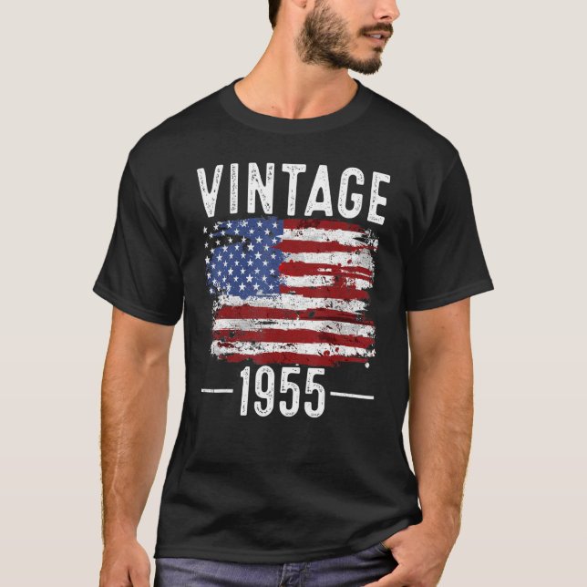 Camiseta 67.º Aniversário dos Estados Unidos Bandeira Vinta (Frente)