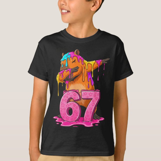 Camiseta 67 Animais Engraçado 67 Brainrot Jovens Crianças C (Frente)