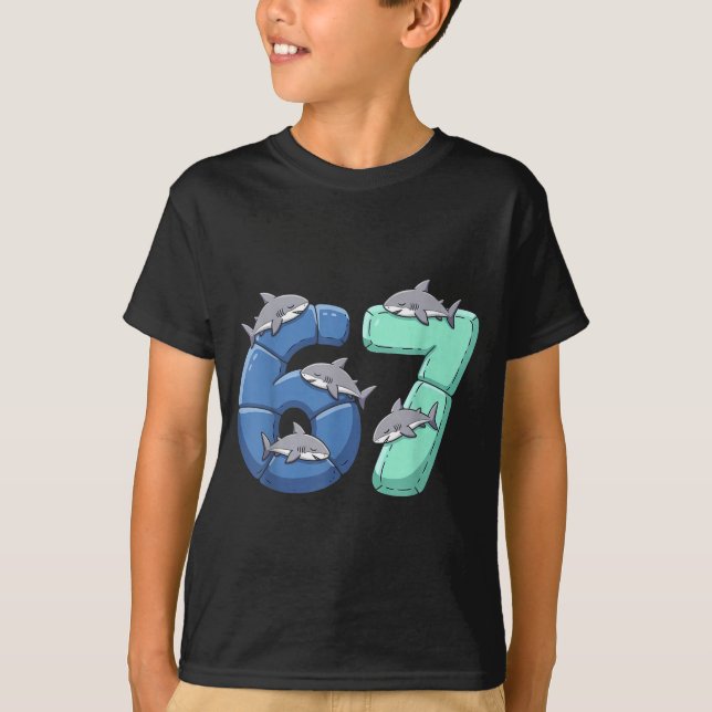 Camiseta 67 Animals Funny 67 Brainrot Youth Kids Shark 67  (Frente)