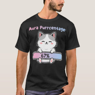Camiseta 67 Aura de Gato Engraçado Energia Em Seis Sete Mem