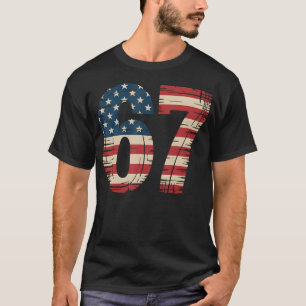 Camiseta 67 Bandeira Americana Patriota EUA Seis Sete 6 7 M
